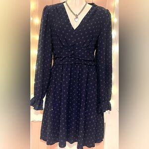 SHEIN Elegant Navy Blue Polka Dot Dress size small